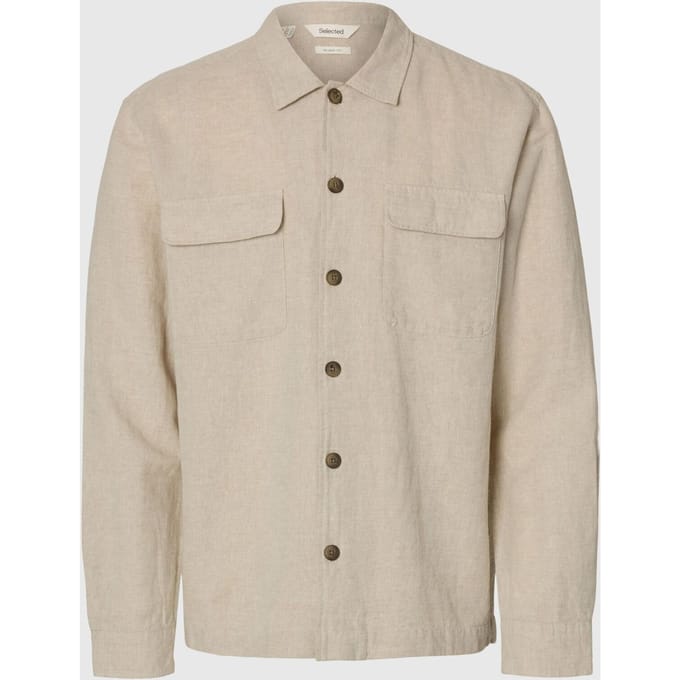 Hemdjack met relaxed fit van mix van katoen en linnen model 'LEROY'