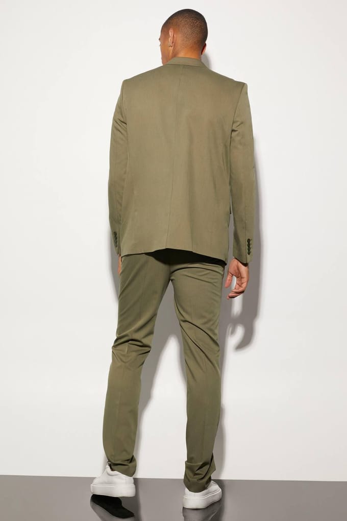 Oversized Boxy Single Breasted Suit Jacket | Olive | Size 46