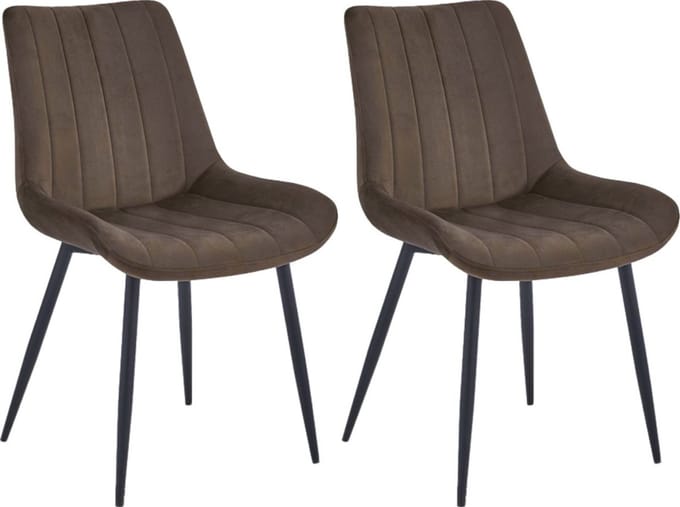 Colenis® - Verta Eetkamerstoel - Set van 2 - Bruin - Velvet - Industrieel