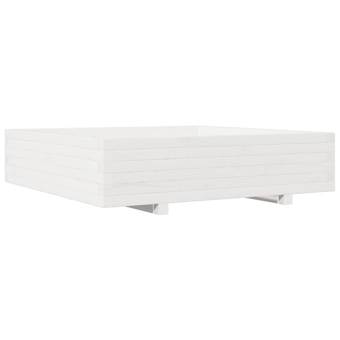 vidaXL - Plantenbak - 100x100x26,5 - cm - massief - grenenhout - wit