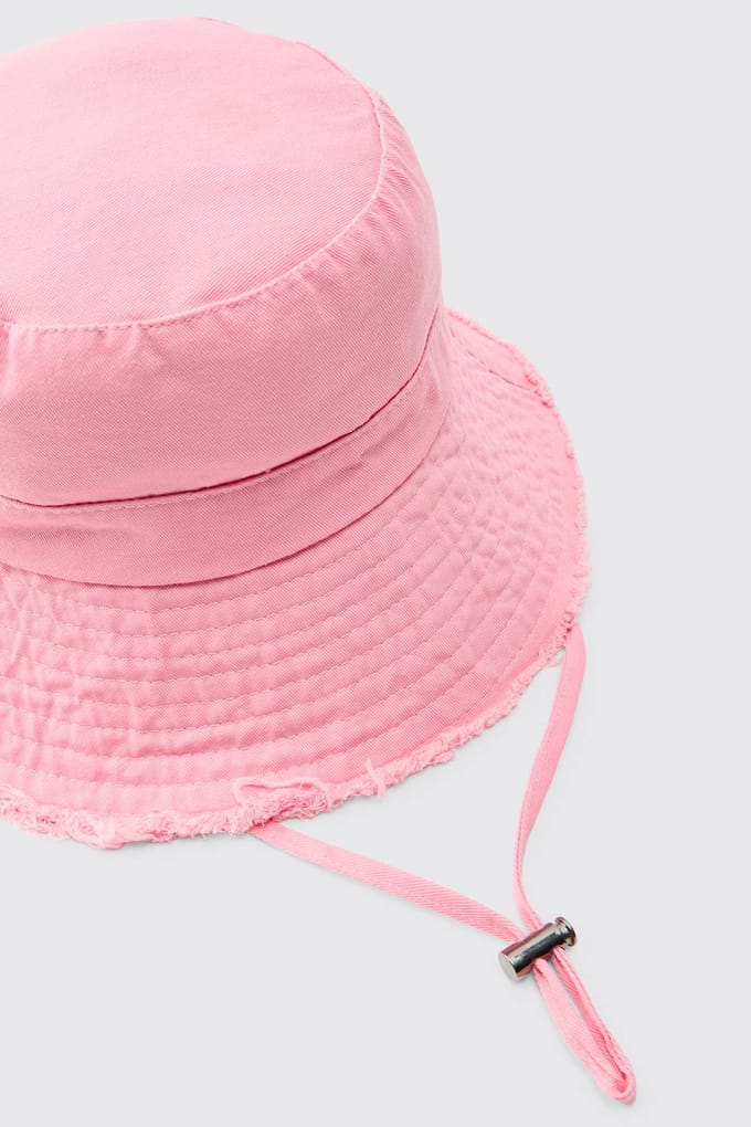 Bucket Hat With Drawstring | Pink