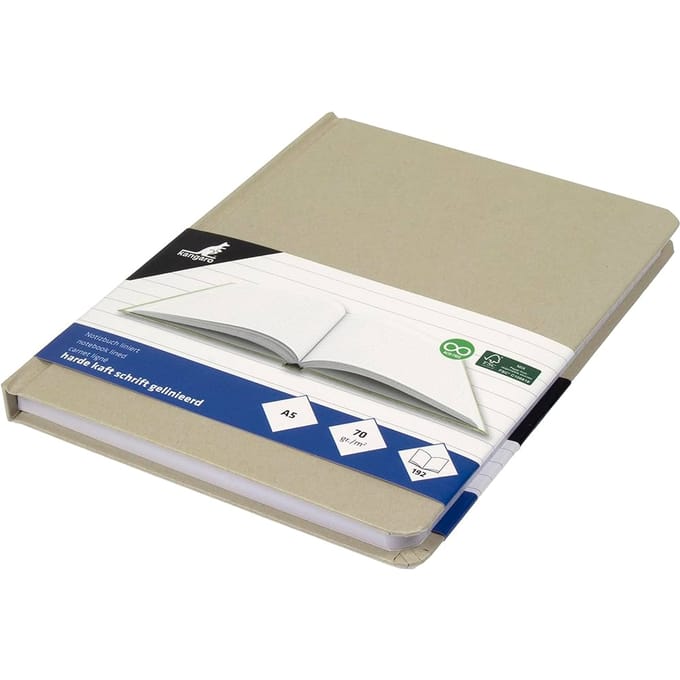 Kangaro notitieboek - A5 - lijn - 192 pagina's - 70 grams - harde kaft - kraft