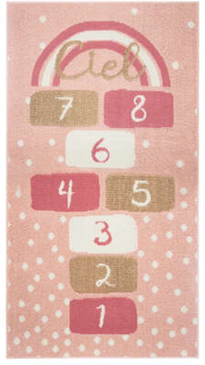 tapijt roze hinkelspel. 80x150cm. Kinderkamertapijt