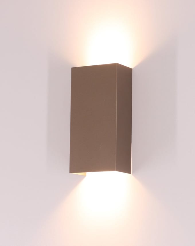 Wandlamp cacao – up down – 2 x GU10 – 20 cm – rechthoek