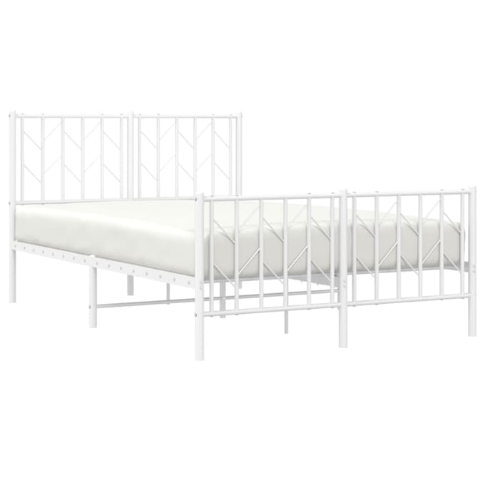 vidaXL - Bedframe - met - hoofd- - en - voeteneinde metaal - wit - 120x200 - cm