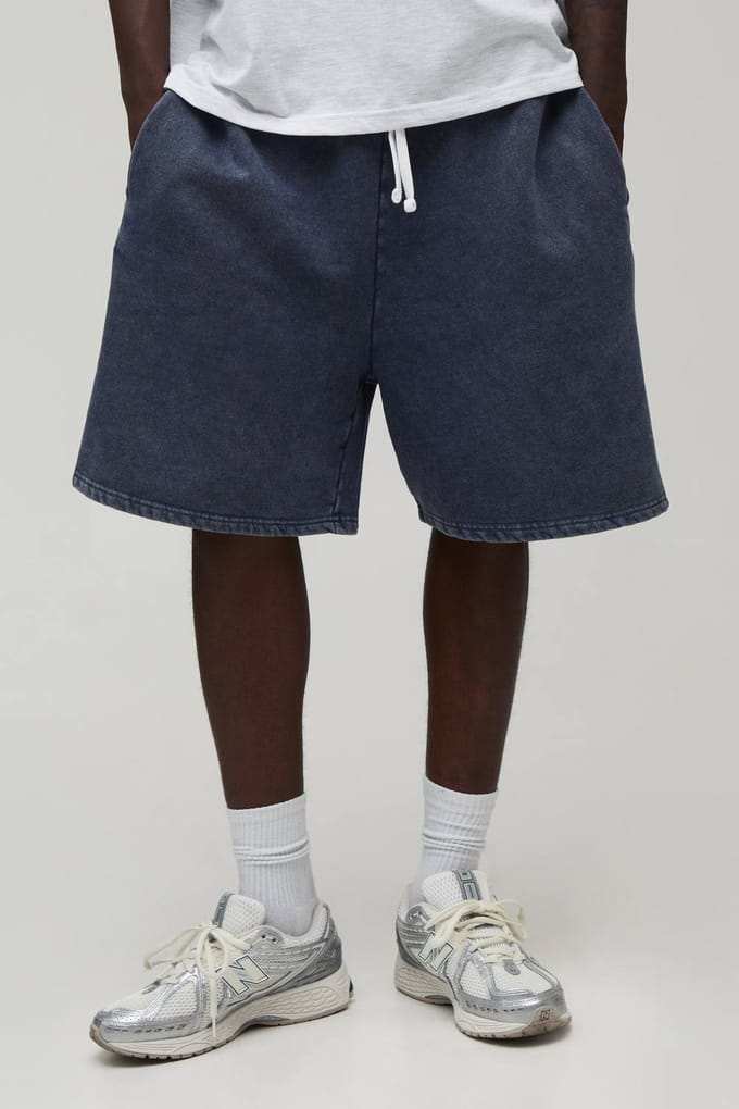 Ruimvallende Essential Gewassen Jersey Short | Washed Navy | Size XS