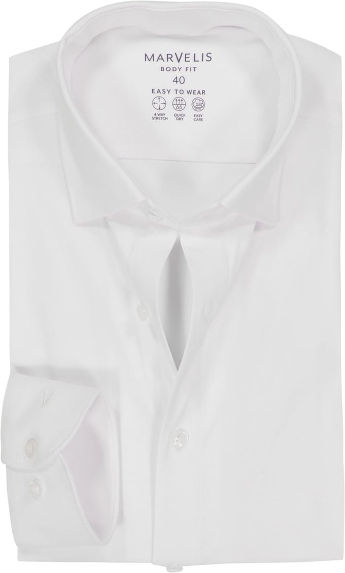 MARVELIS body fit overhemd - tricot - wit - Strijkvriendelijk - Boordmaat: 38