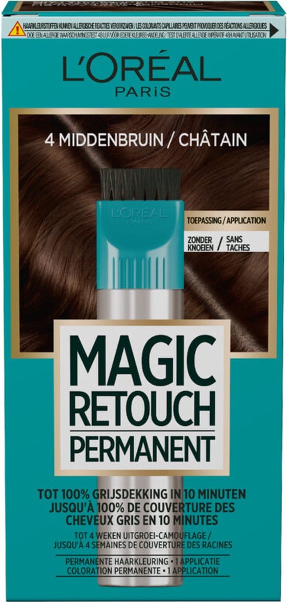 L'Oréal Magic Retouch Permanent 4 Middenbruin - 3 x 95 gr - Voordeelverpakking