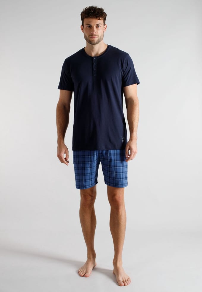 Tom Tailor - Pyjamaset met ruitjespatroon - Maat 54 - blue-medium-check