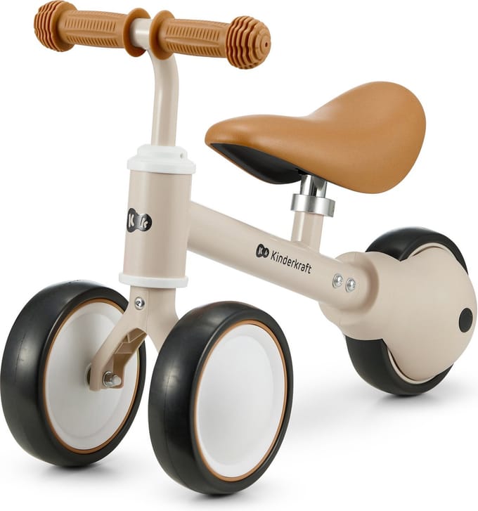 Kinderkraft CUTIE Driewieler Loopfiets – Vanaf 1 jaar – Lichtgewicht 1,8 kg – Antislip Handgrepen – Beige
