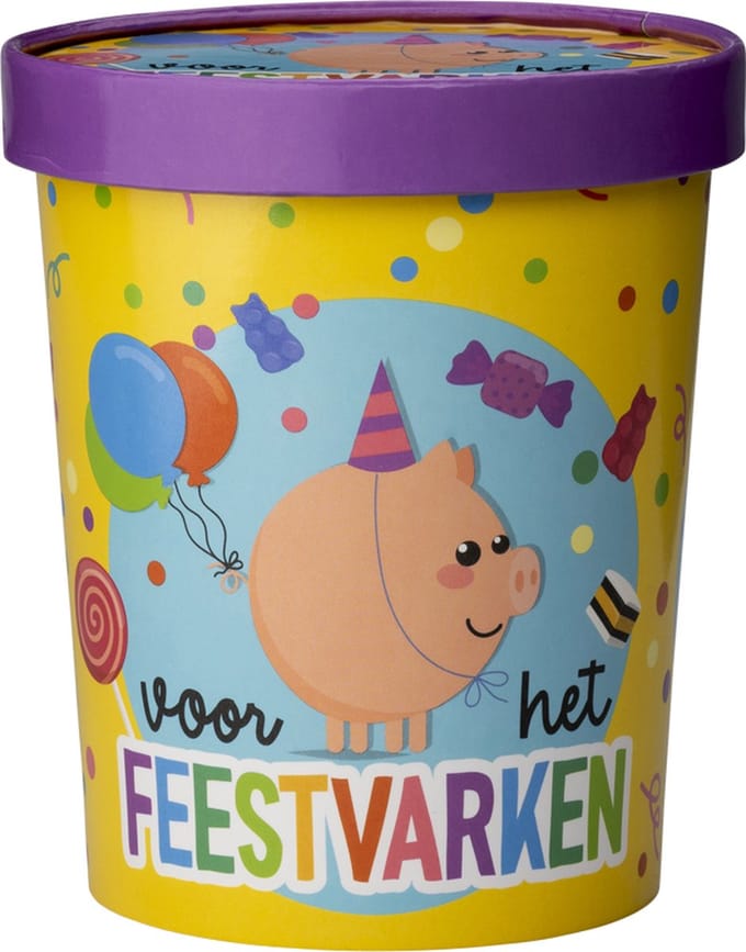 Snoeppot - Feestvarken - Candy Bucket - Gevuld met Snoep en Drop