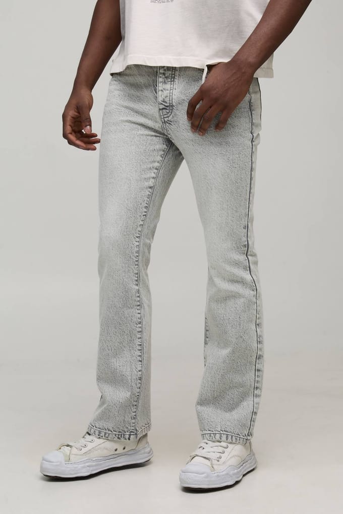 Slim Fit Uitlopende Gewassen Jeans | Ice Grey | Size 32R