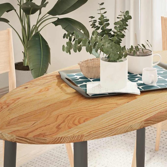 vidaXL Tafelblad 120x60x2 cm ovaal massief eikenhout lichtbruin
