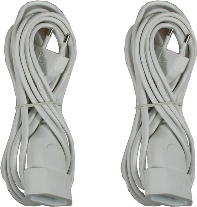 Benson Verlengsnoer - 3x stuks - wit - 3M - voor platte stekkers - randaarde - Tot 2300w