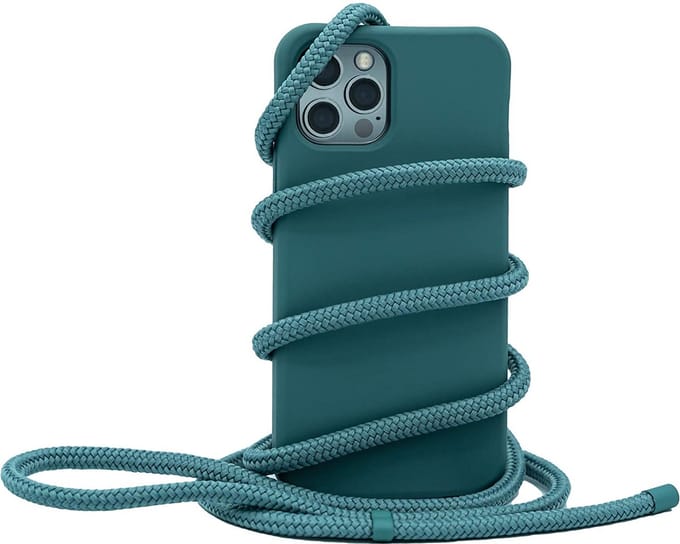 Arara Silicone Hoesje iPhone 12 Pro Max Transparant Hoesje met Donkergroen draagkoord / Backcover / Case / iPhone