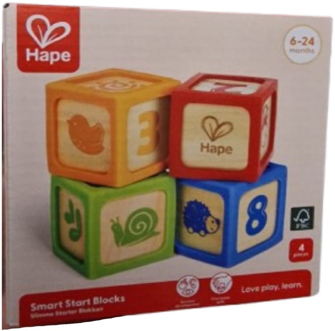 Hape Smart Start Blocks - 4 Houten blokken - Motorische vaardigheden