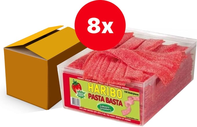 Haribo Aardbeienpasta basta, 8 x 1,13 kg