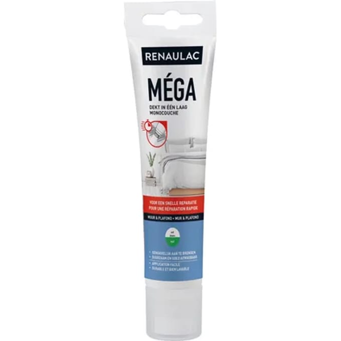Renaulac Mega Muurverf - Mat - Wit - 140g
