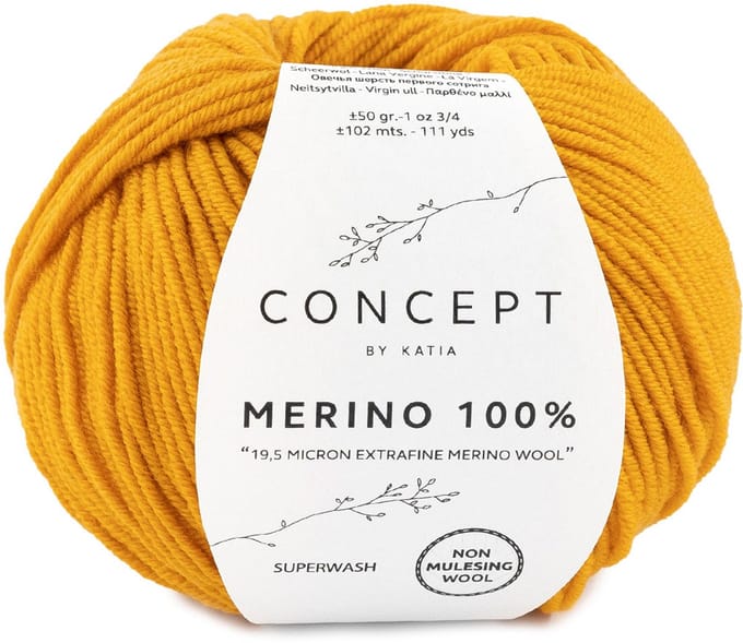 Katia Concept Merino 100% - 63 mosterdgeel - Wol Garen