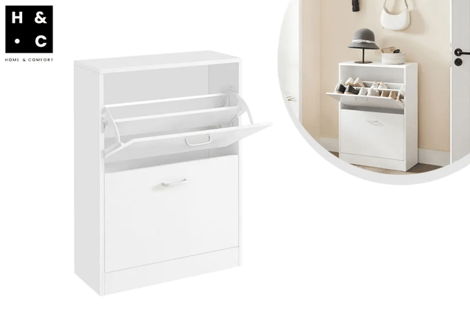 Home & Comfort Stijlvolle en compacte schoenenkast met 2 laden