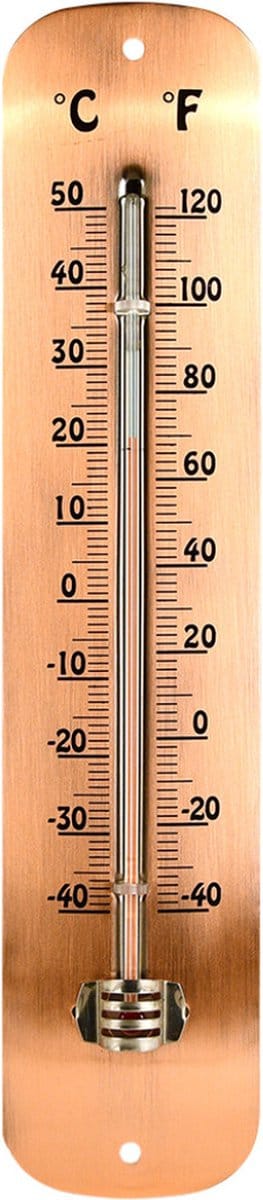 Esschert Desitn Thermometer - koperkleurig - 30 cm - RVS - voor tuin en buiten