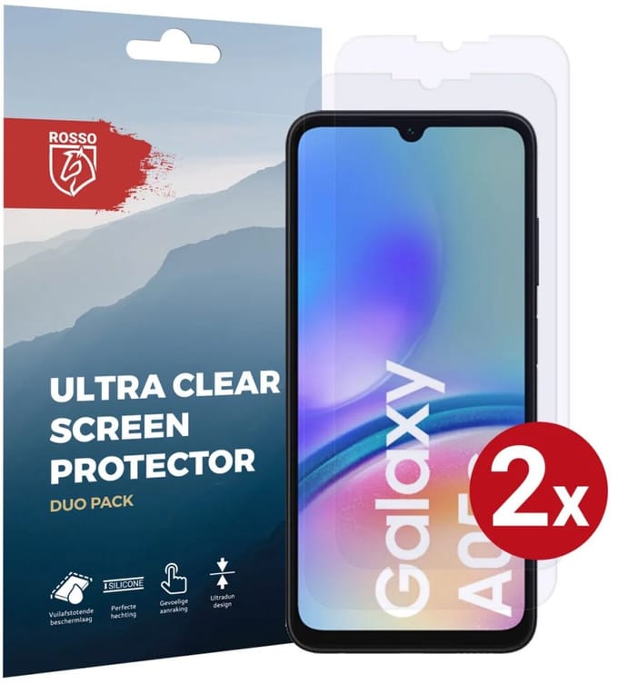 Rosso Screen Protector Ultra Clear Duo Pack Geschikt voor Samsung Galaxy A05s | TPU Folie | Case Friendly | 2 Stuks
