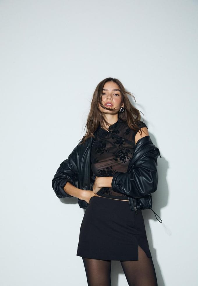 Stradivarius Broekrok met zijsplit  Zwart S