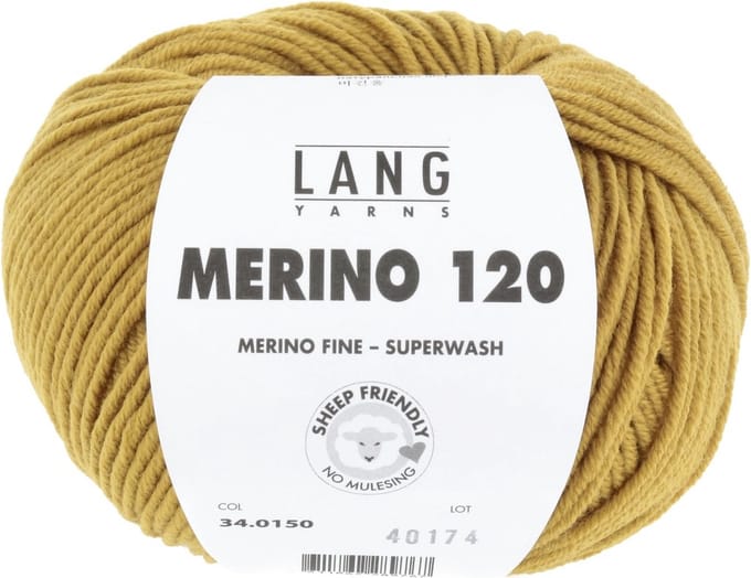 Lang Yarns Merino 120 - 150 mosterdgeel - Merinowol Garen