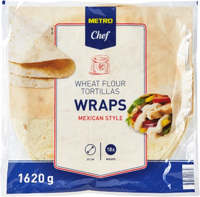 Metro Chef Tortilla Wraps | Pak van 18 Wraps | 30 Centimeter