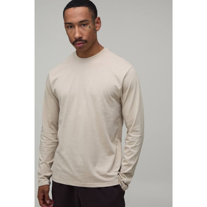 Essentieel Regular Fit Shirt Met Lange Mouwen | Stone | Size Small