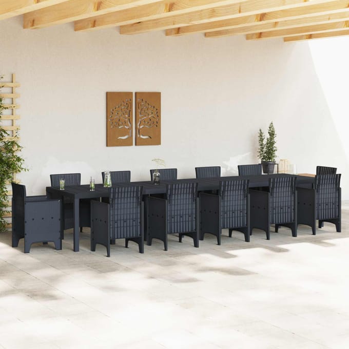 vidaXL Tuinstafel Antraciet 400 x 100 x 73 cm poly rattan
