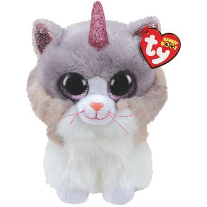 Ty - Beanie Buddy Asher Cat - Knuffel van 24 cm - Wit, Roze, Beige