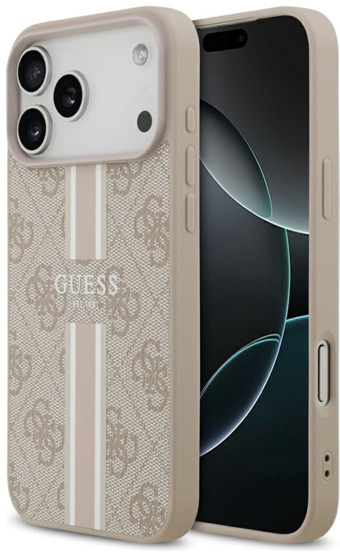 MagSafe hoesje voor Apple iPhone 17 Pro Max, Guess, 4G Printed Stripes, Roze