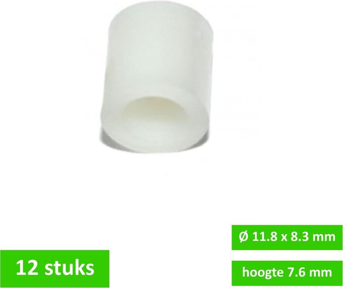 TQ4U nylon opvulring - M8 - Ø 11.8 mm x 8.3 mm - hoogte 7.6 mm - wit - 12 stuks