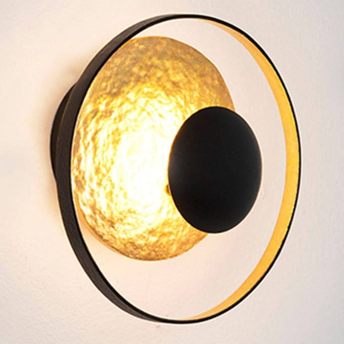Holländer Wandlamp Satellite, Ø 19 cm zwart-goud