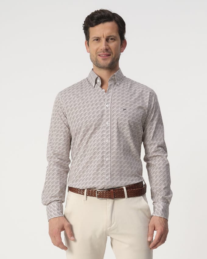 Campbell Casual Overhemd Otter Brown Heren