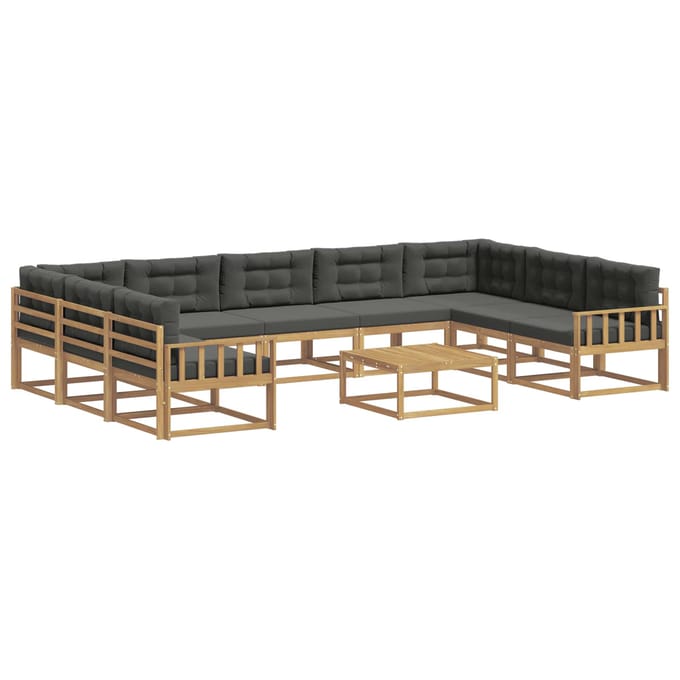 vidaXL - Buiten - bank - set - 10 - st - 9-zits - Wit - en - antracietkleurig