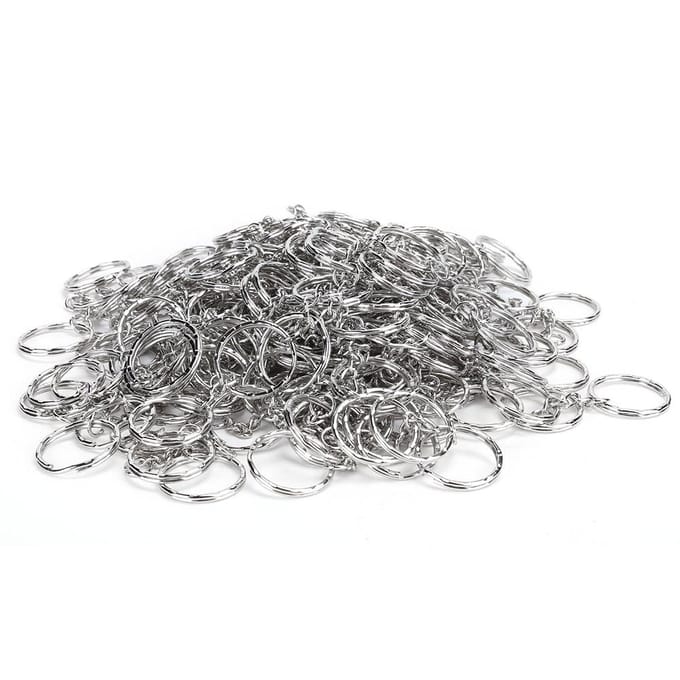200 Stuks Sleutelhanger met Ketting Ronde Sleutelhanger Open Springring Zinklegering DIY Accessoires gray