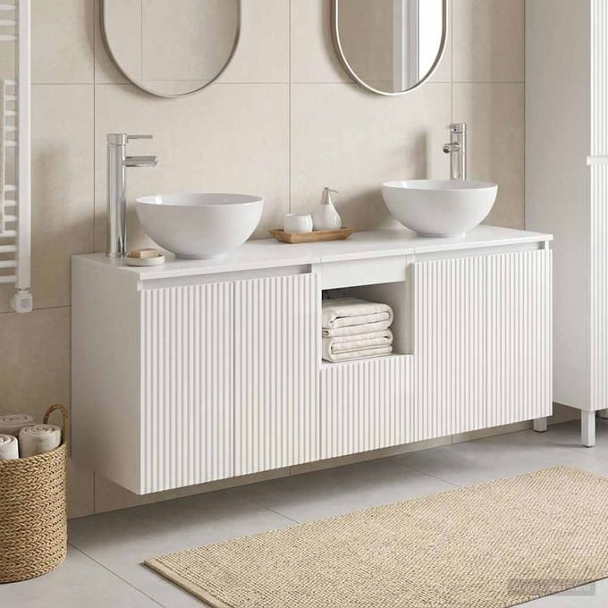 vidaXL - Badkamerkast - set - 3 - st - Hoogglans - Wit - 129 - x - 35 - x - 80 - cm