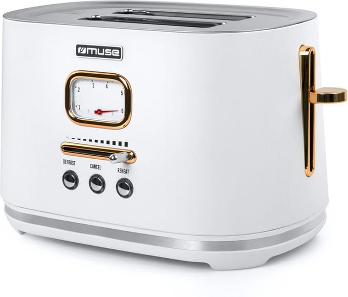 MS-130W - Muse broodrooster, 1.000 W, wit/messing