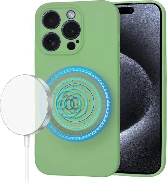 Hoesje geschikt voor Apple iPhone 15 Pro - Techsuit Soft Flex Silicone Back Cover - Geschikt voor MagSafe - Mint Green
