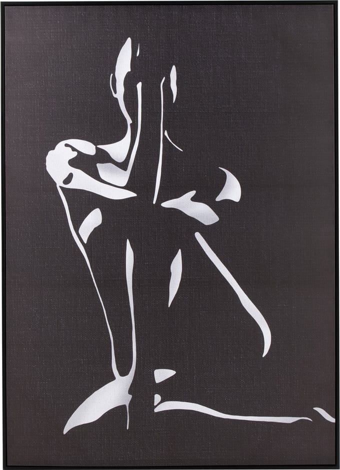 J-Line wanddecoratie Vrouw - canvas/hout - wit/zwart