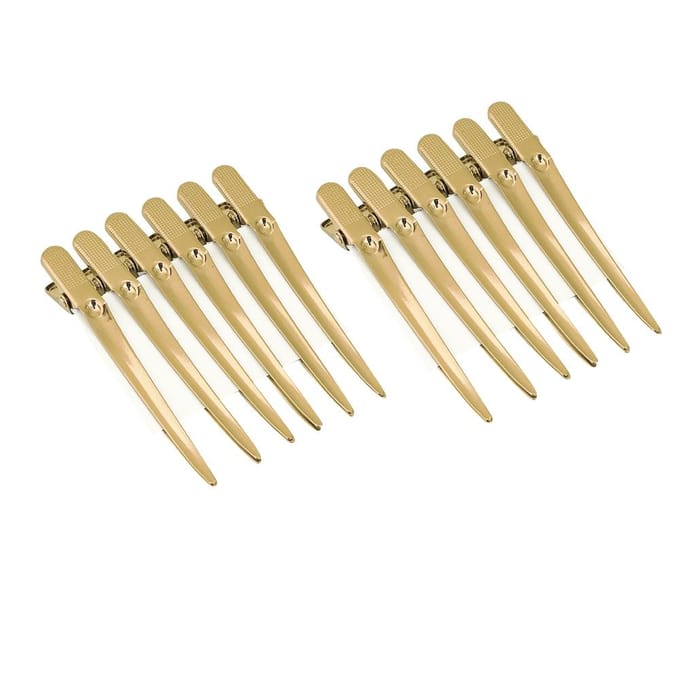12pcsBoîte Pinces à Cheveux Coiffure Salon de Coiffure Séparation Épingles à Cheveux pour Coiffure de Salon Or noir