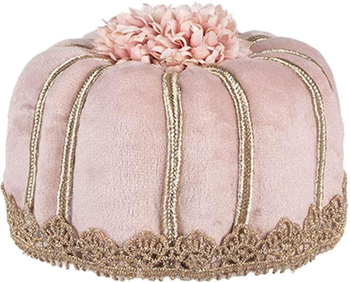 Clayre & Eef Decoratie Beeld Taart Ø 12x7 cm Roze Textiel