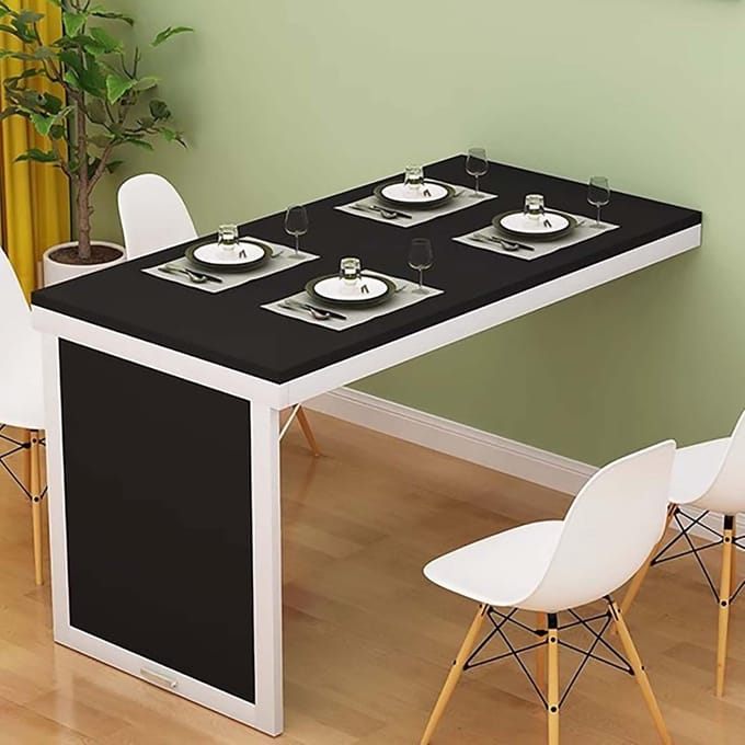 Opvouwbare Wandtafel - Zwevend Bureau - Thuis Werken Dineren - Ruimtebesparend Modern - 100 x 60 cm - Zwart