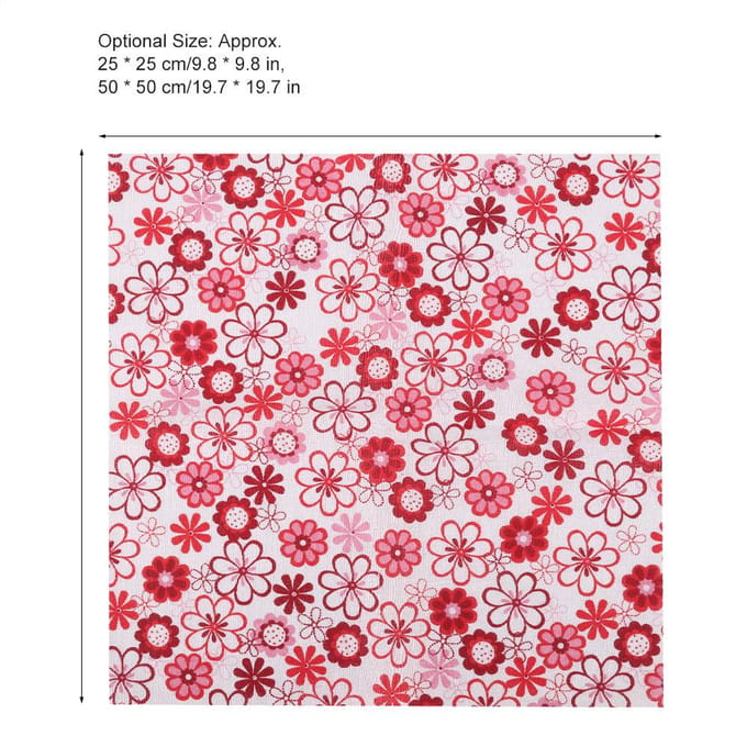 7pcs Cotton Fabric Square Flower Pre cut DIY Patchwork Cloth Red Flower Series(25 * 25 cm) beige