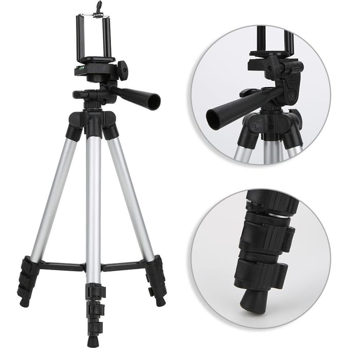 3110 Aluminiumlegering Zilver Draagbaar 14 Inch Schroef Multifunctionele Mobiele Telefoon Live Statief white