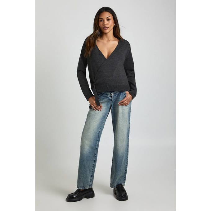 boohoo Dames Zwangerschaps laag gewikkelde gebreide cardigan | Chocoladebruin | Maat: Medium