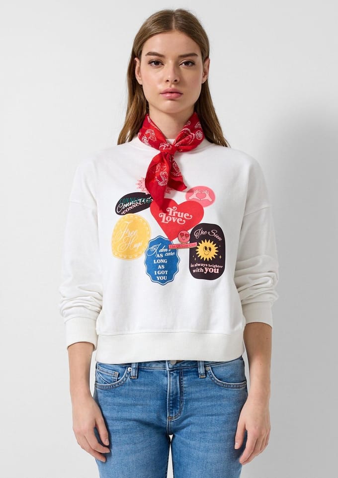 Dikke Fleece Sweater met Originale Print Dames QS