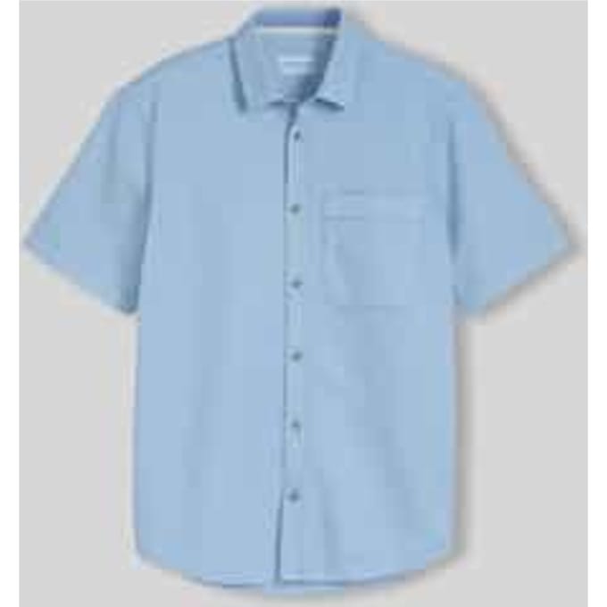 Tom Tailor - Regular fit overhemd met korte mouwen en wafelstructuur - Maat M - mountain spring blue